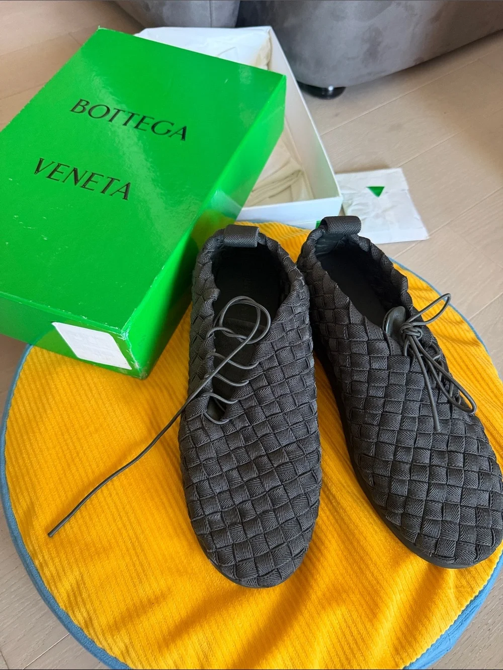 Bottega Veneta Black Intrecciato Woven Leather Slip-On Sneakers